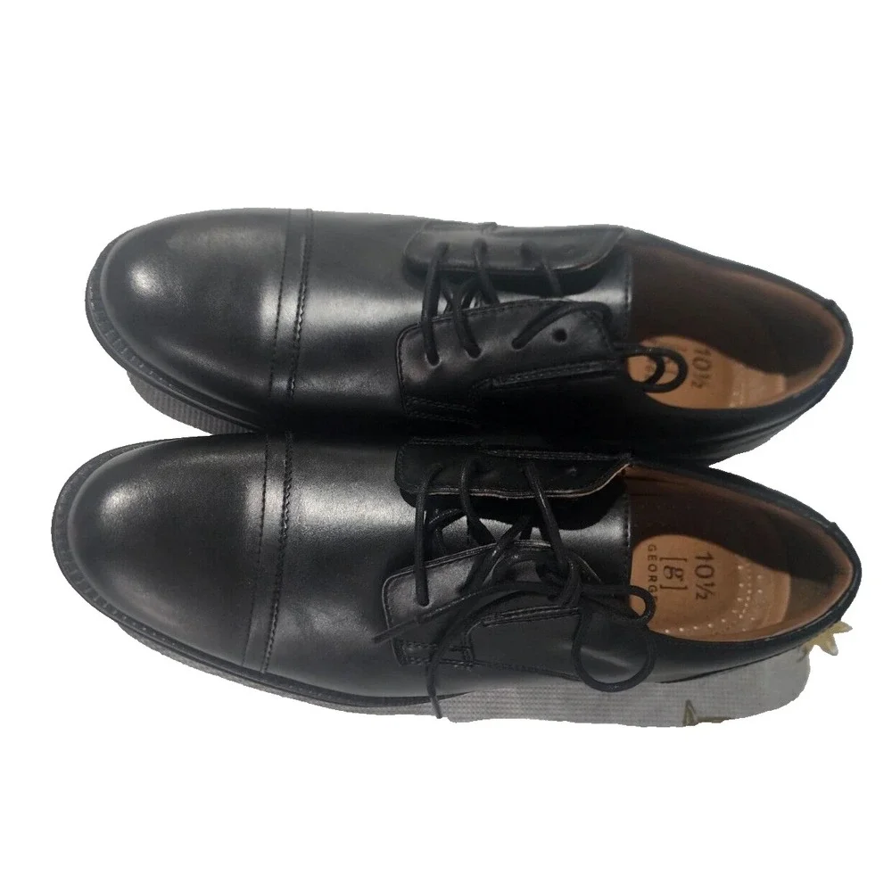 NEW George Men's‎ Dress Shoes Size 10.5 Branford Oxford Black Faux Leather